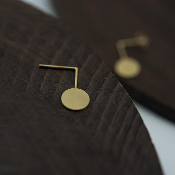 Gold circle graphic drop earrings N10 AgJc - 6