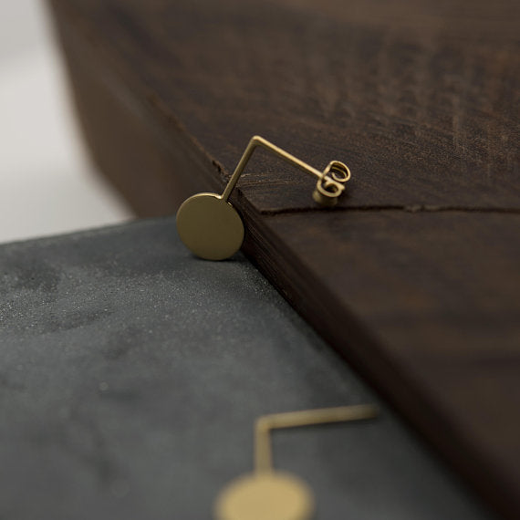 Gold circle graphic drop earrings N10 AgJc - 3