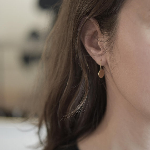 Gold circle graphic drop earrings N10 AgJc - 2