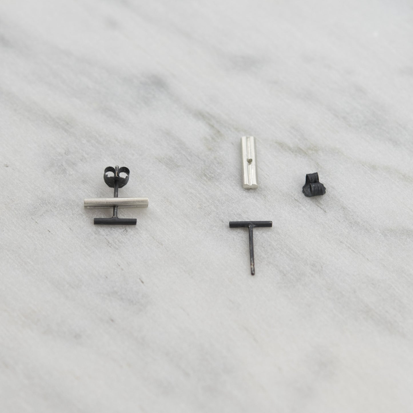 Minimalist staple earrings N°6 AgJc  - 6