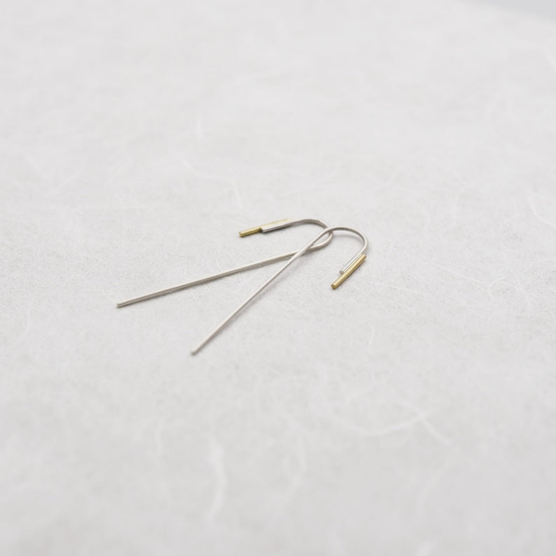 Long arch earrings N°18 in sterling silver & solid gold