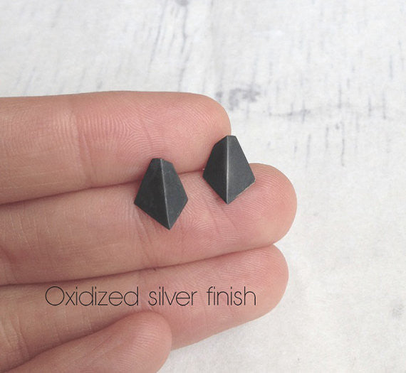Geometric stud earrings N°1 AgJc Oxidized - 3