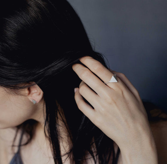 Set of silver ring N°5 and earrings N°4 AgJc - 1
