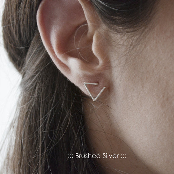 Line triangle earrings N°6 AgJc Matte - 4