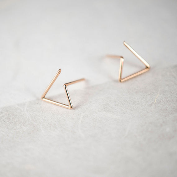 Line triangle earrings N°6 in silver or Rose gold plated silver AgJc Rose gold plated silver - 1