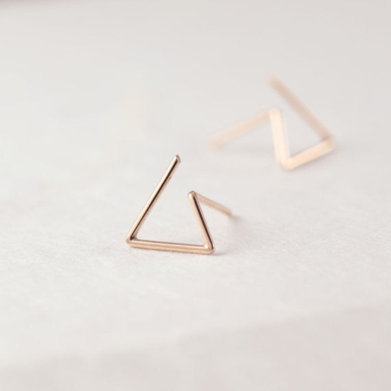 Line triangle earrings N°6 in silver or Rose gold plated silver AgJc - 2