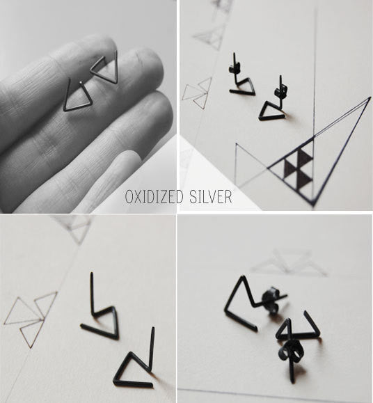 Line triangle earrings N°6 AgJc - 2