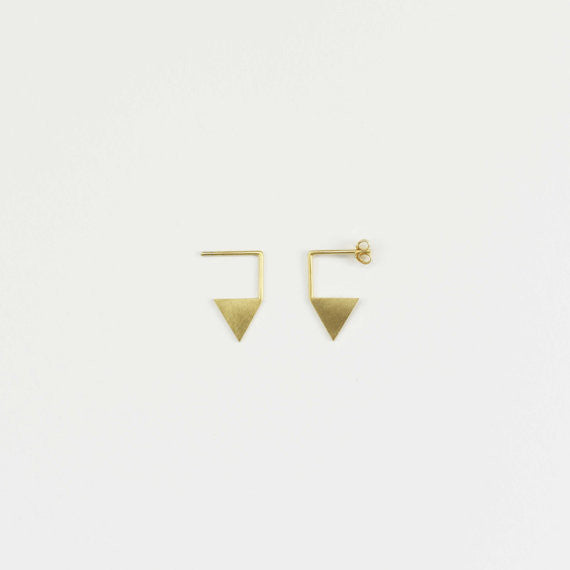 Triangle pendant earrings N°12 in Silver or Vermeil Gold AgJc - 4