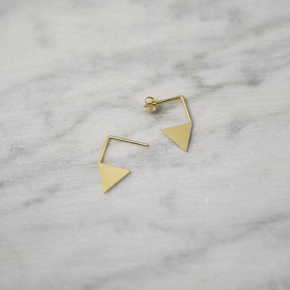 Triangle pendant earrings N°12 in Silver or Vermeil Gold AgJc - 2