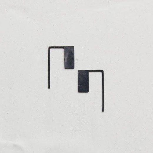 Geometric rectangle earrings N°14 AgJc Oxidized / 1mm - 1