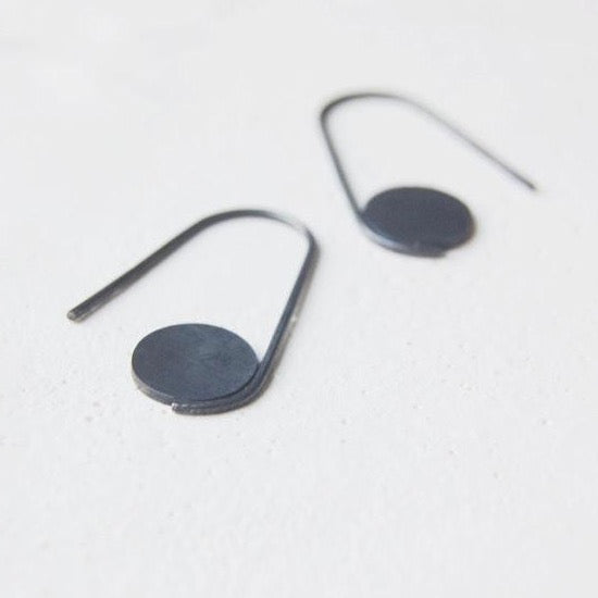 Circle pendants earrings N°15 AgJc Oxidized - 1