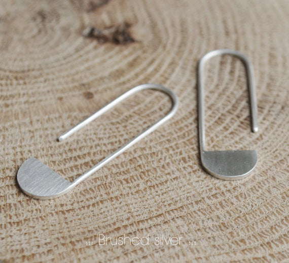 Half moon pendants earrings N°16 AgJc Matte / 1mm - 5