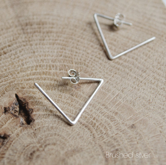 Triangle hoop earrings N°24 AgJc Matte - 4