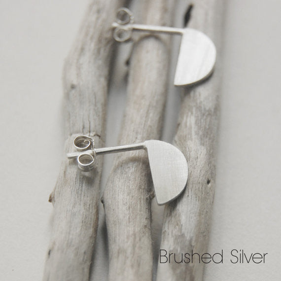 Half moon stud earrings N°37 AgJc Matte - 5