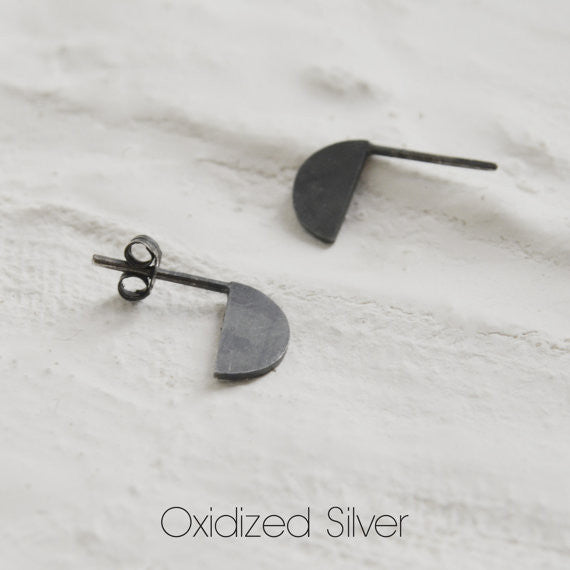 Half moon stud earrings N°37 AgJc - 2