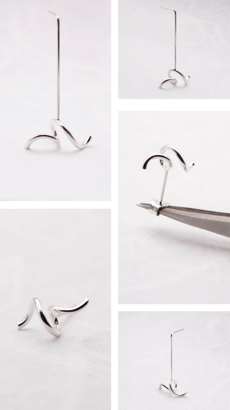 Asymmetrical earrings handcrafted by AgJc