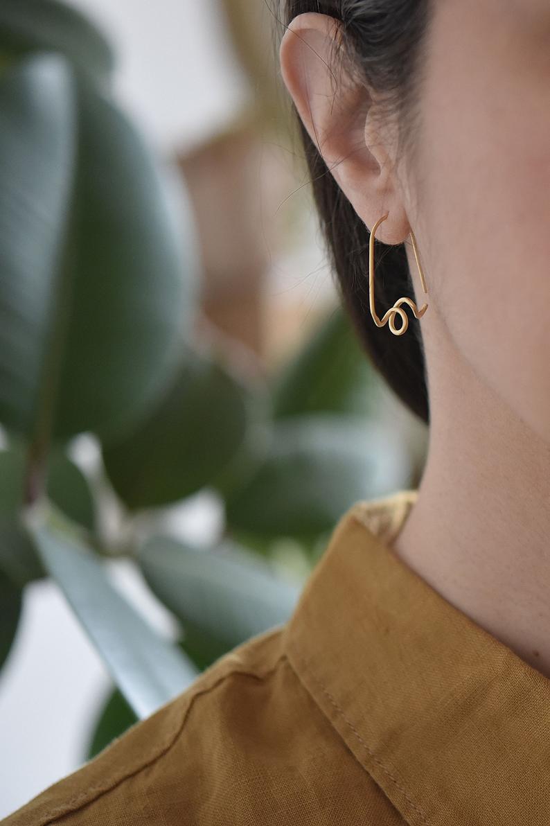 Twisted hoops in gold plated silver N°4