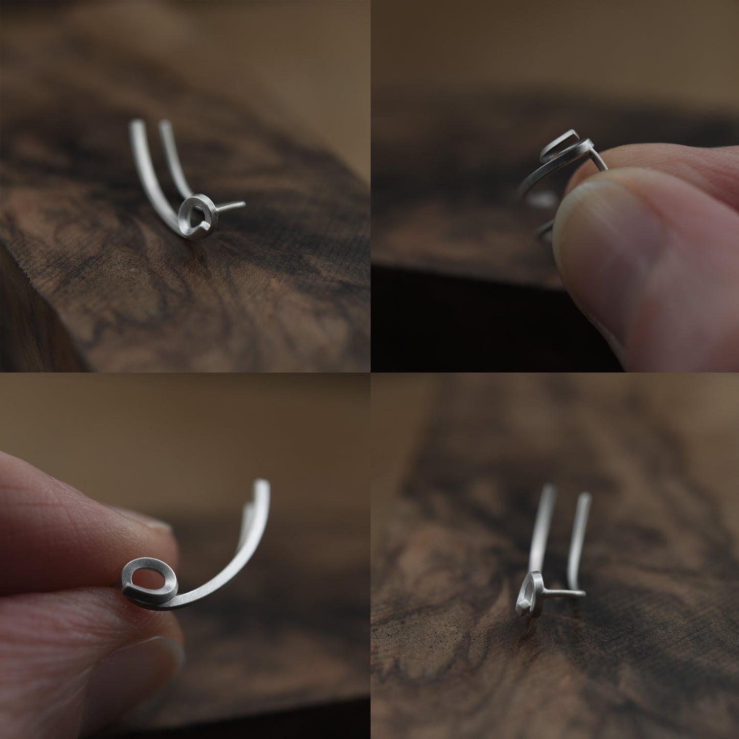 Loop ear climber in silver N°8