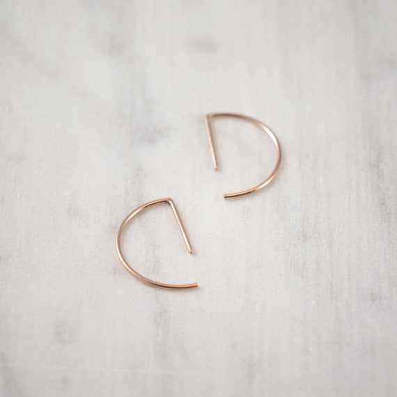 Line hoop earrings N°7 in silver or Rose gold plated silver AgJc - 1