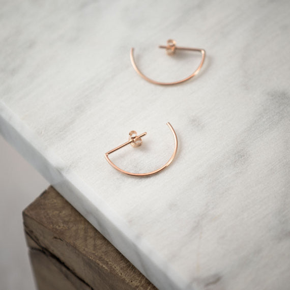 Line hoop earrings N°7 in silver or Rose gold plated silver AgJc - 2