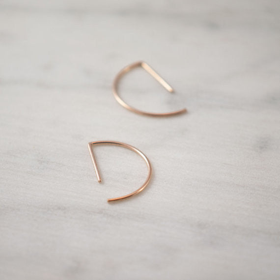 Line hoop earrings N°7 in silver or Rose gold plated silver AgJc - 3