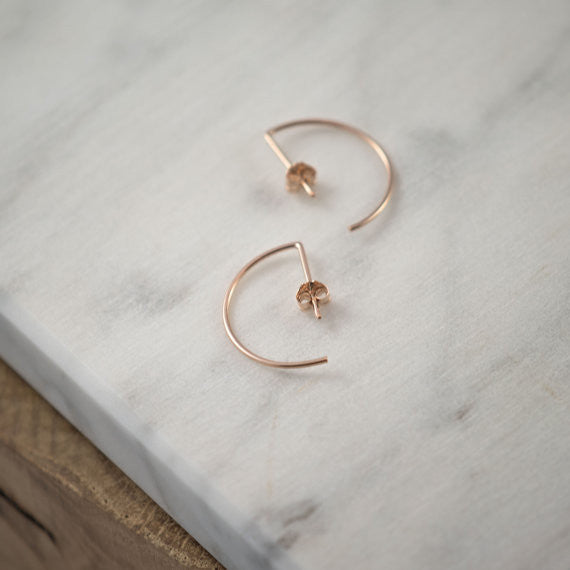 Line hoop earrings N°7 in silver or Rose gold plated silver AgJc - 4