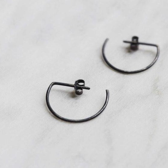 Black line hoop earrings N°7 AgJc  - 4