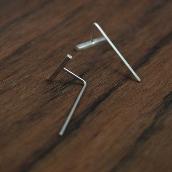 Minimalistic bar line earrings N°10 AgJc  - 1