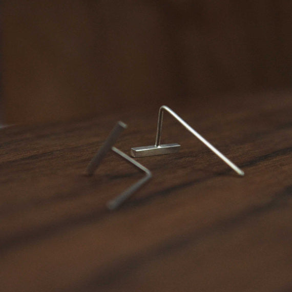 Minimalistic bar line earrings N°10 AgJc - 2