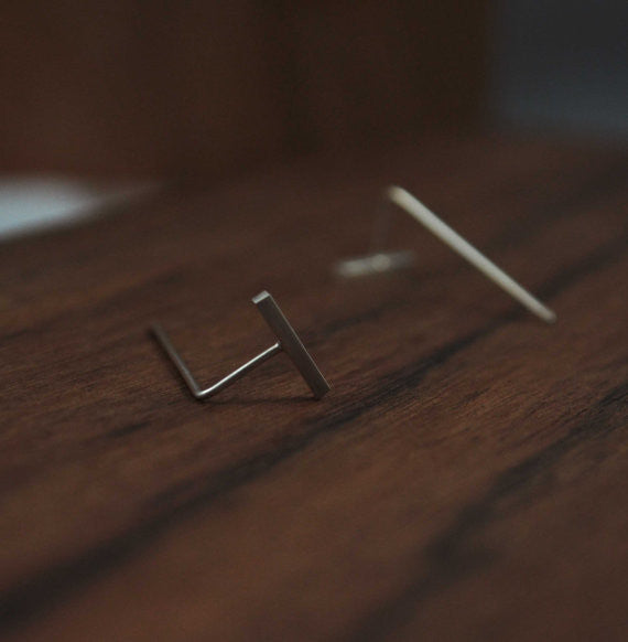 Minimalistic bar line earrings N°10 AgJc  - 3