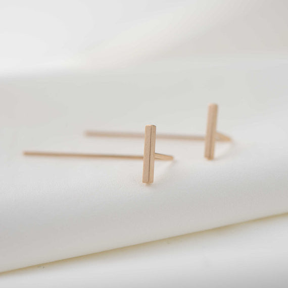 Minimalistic bar line earrings N°10 in silver or Rose gold plated silver AgJc - 2