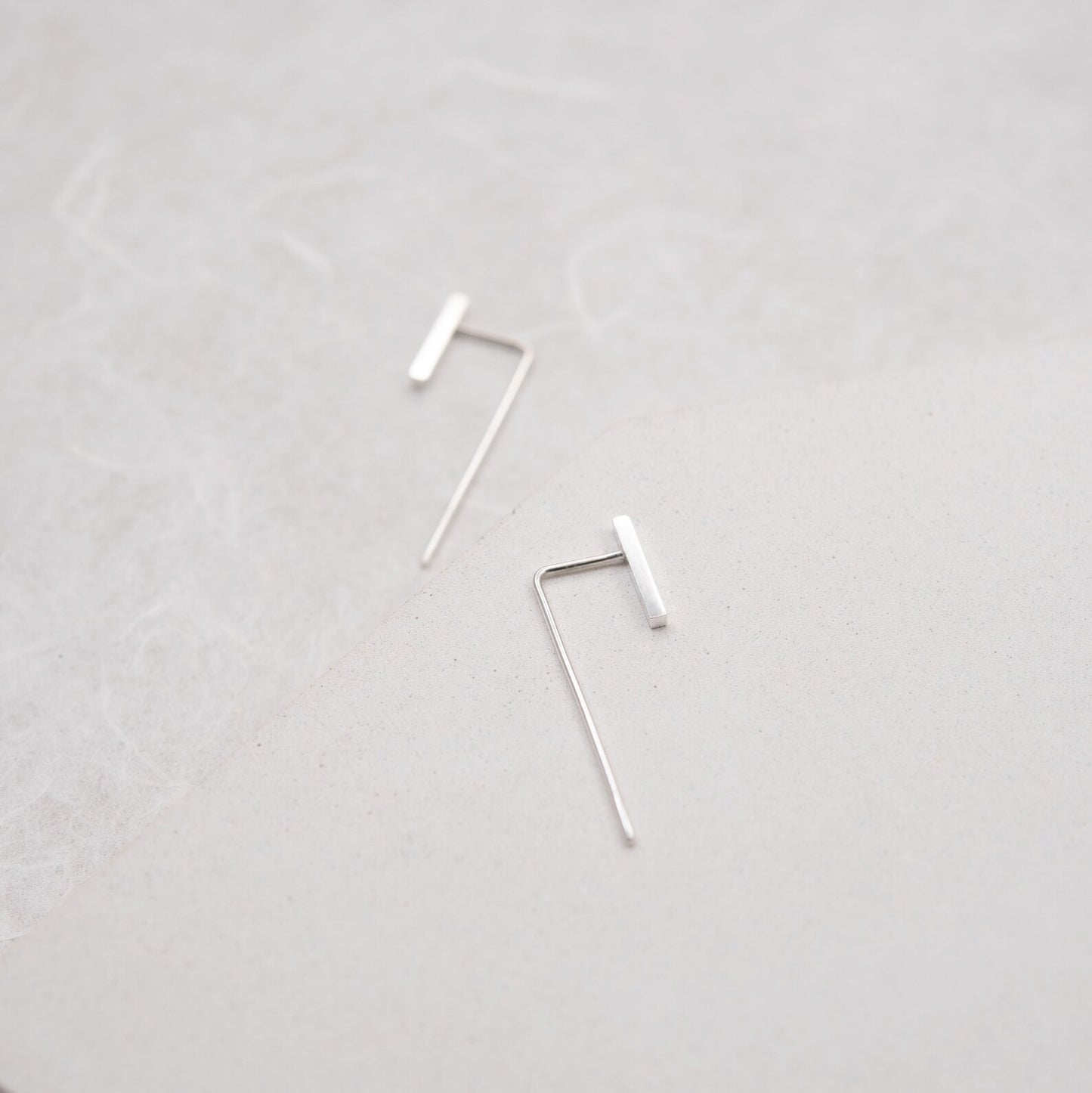 Minimalistic slim bar earrings N°11 in silver or rose gold plated silver