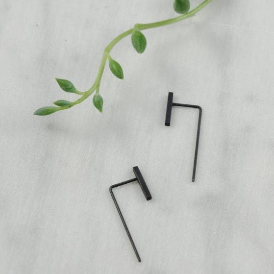 Minimalistic slim bar earrings N°11 AgJc  - 1