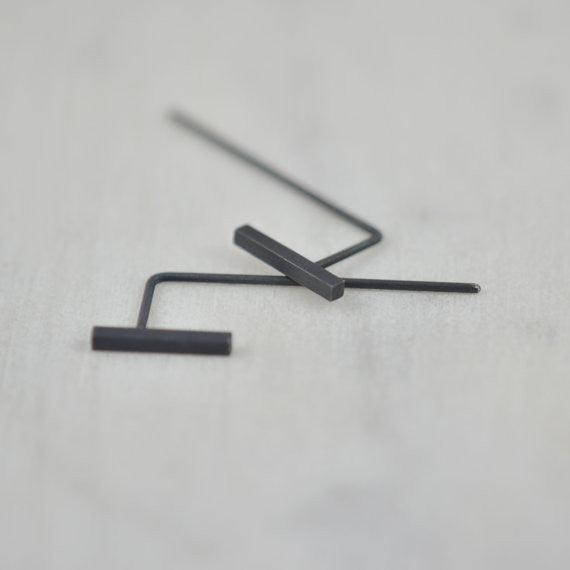Minimalistic slim bar earrings N°11 AgJc - 2