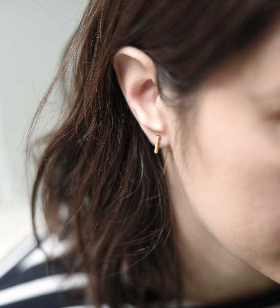 Minimalistic bar ear jackets N°11 in yellow gold filled AgJc - 3