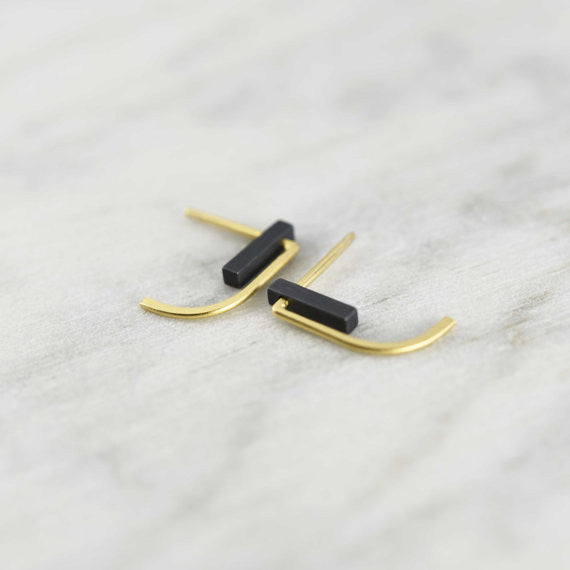 Black and gold earrings N°13 AgJc - 1
