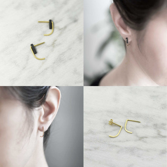 Black and gold earrings N°13 AgJc - 2