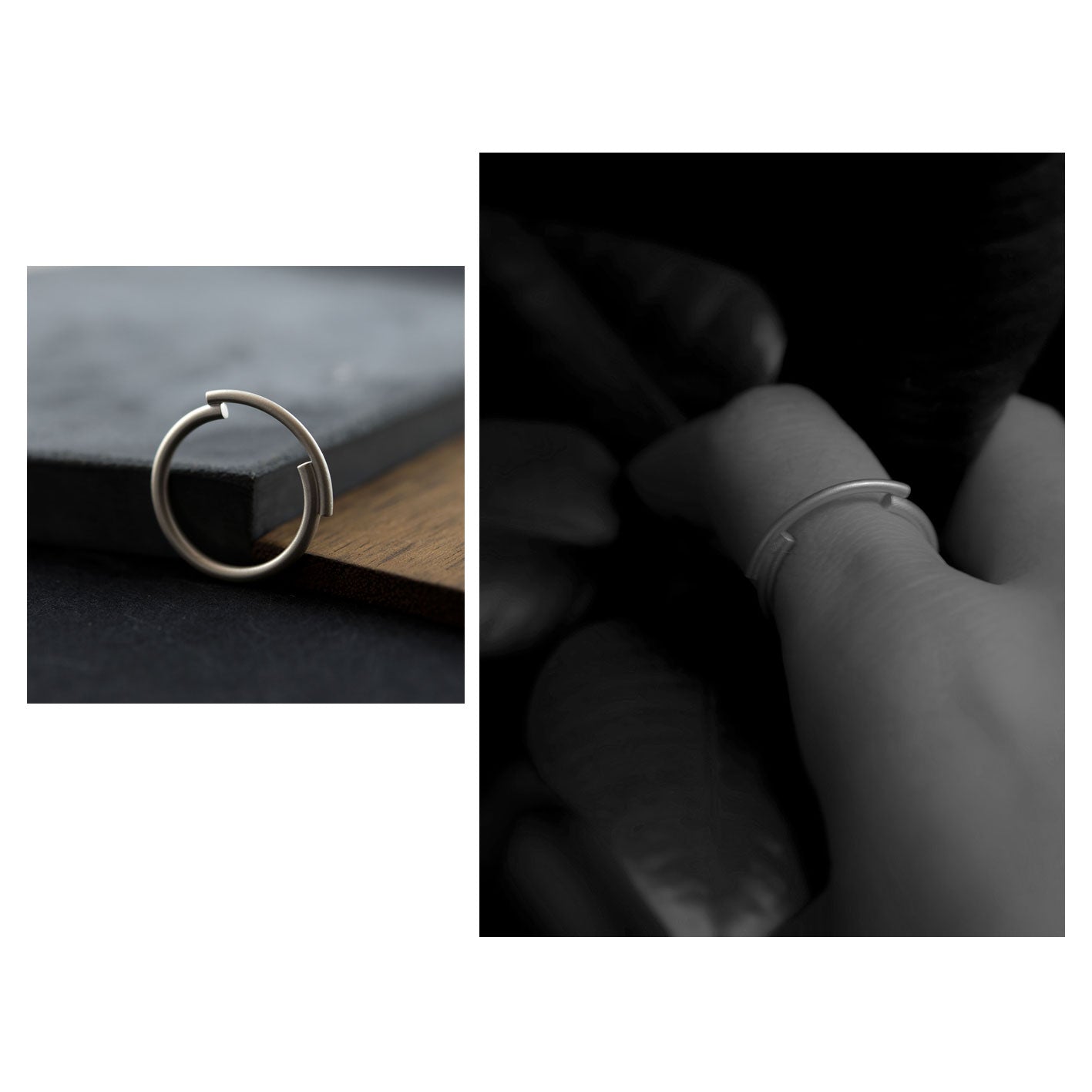 Set de bijoux modernes en argent, collier N°4, bague N°3 et paires de boucles d'oreilles N°2