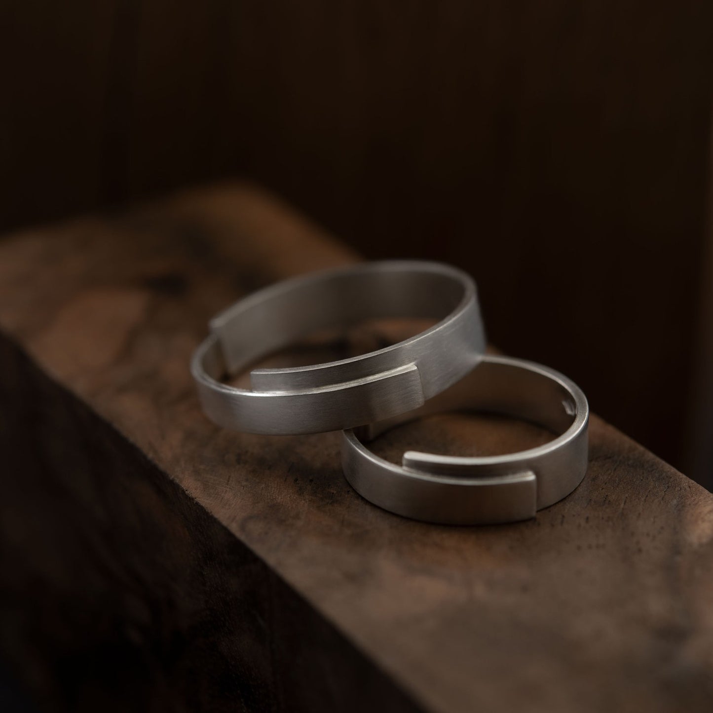 Set of two silver band rings N°22