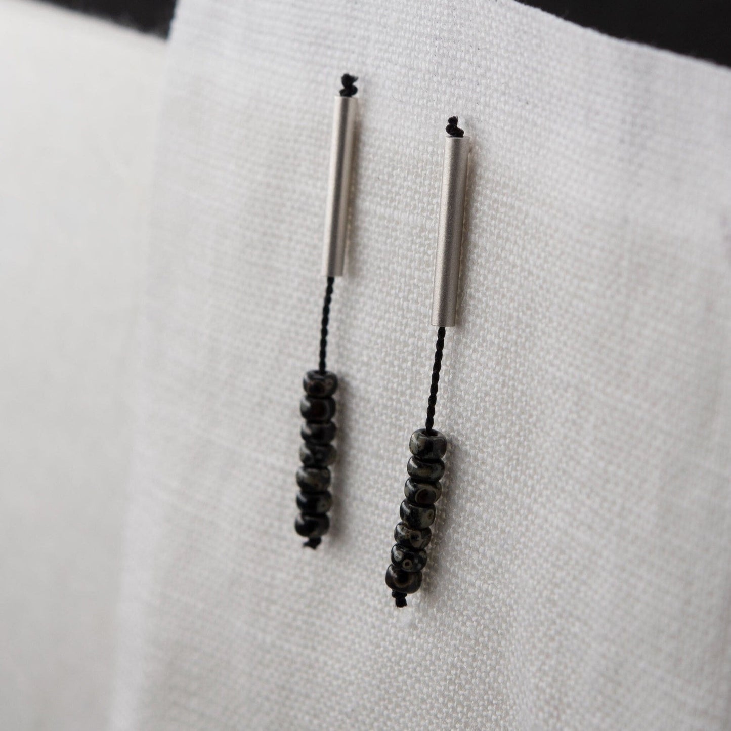 Miyuki bead pendant earrings in silver