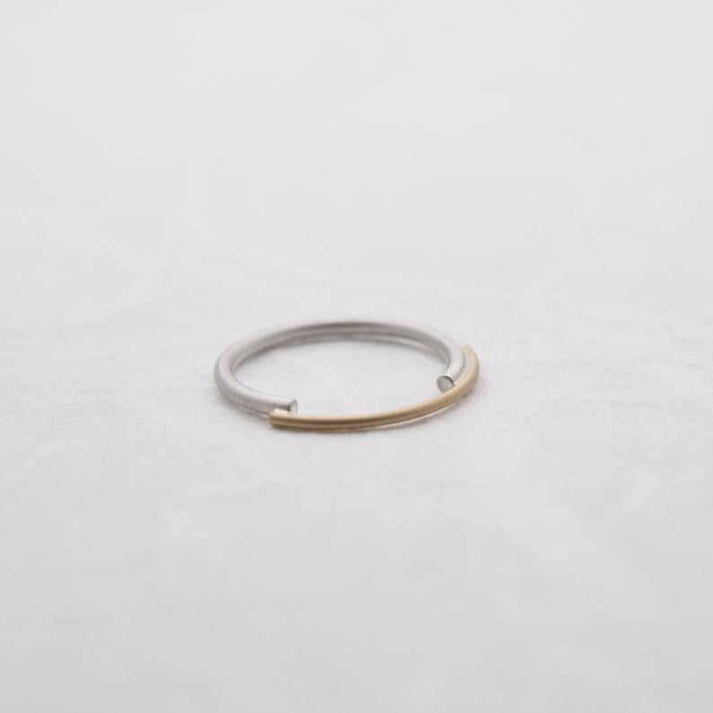 Bague concentrique N°7 en argent et or massif 18 carats