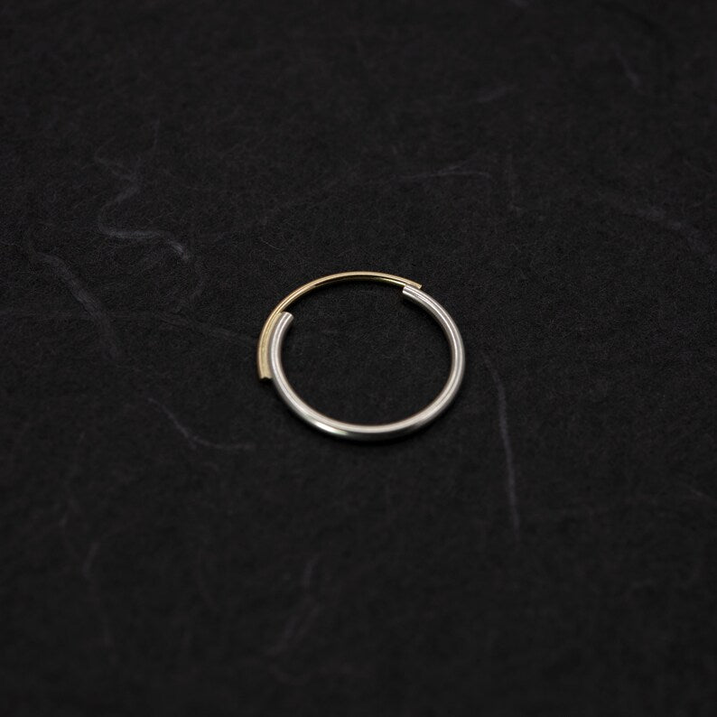 Bridge ring N°7 in sterling silver and 18kt solid gold