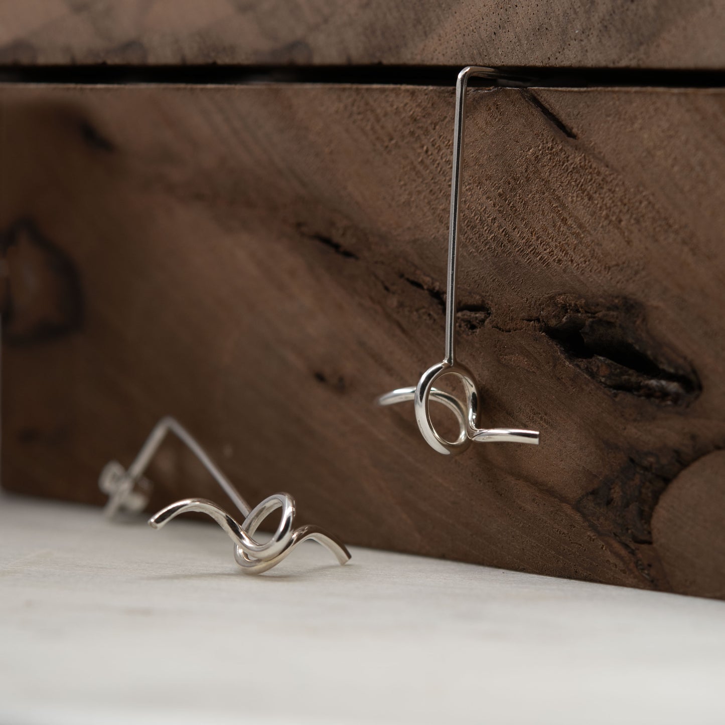 Organic pendant silver earrings N°14