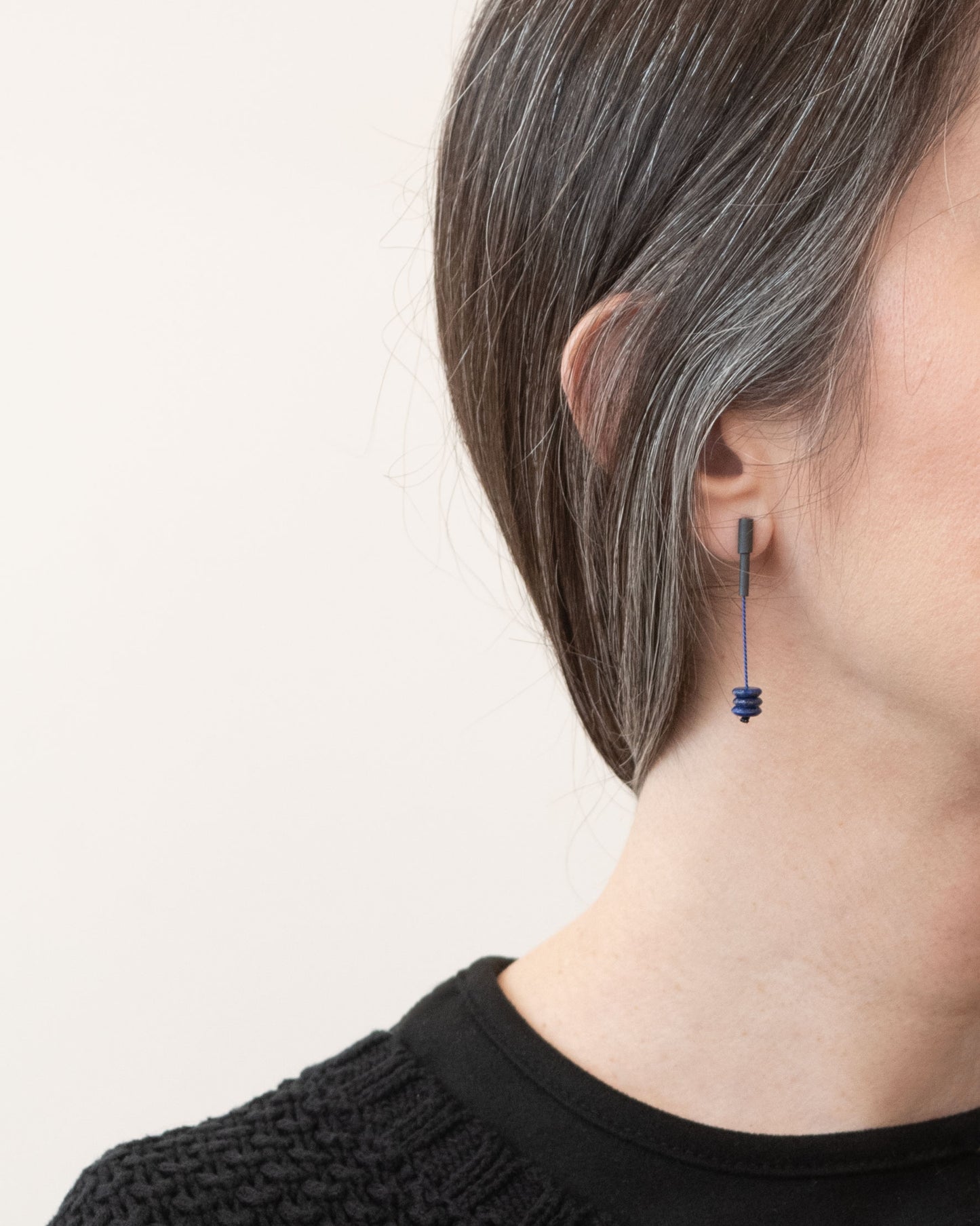 Lapis lazuli earrings in oxidized silver