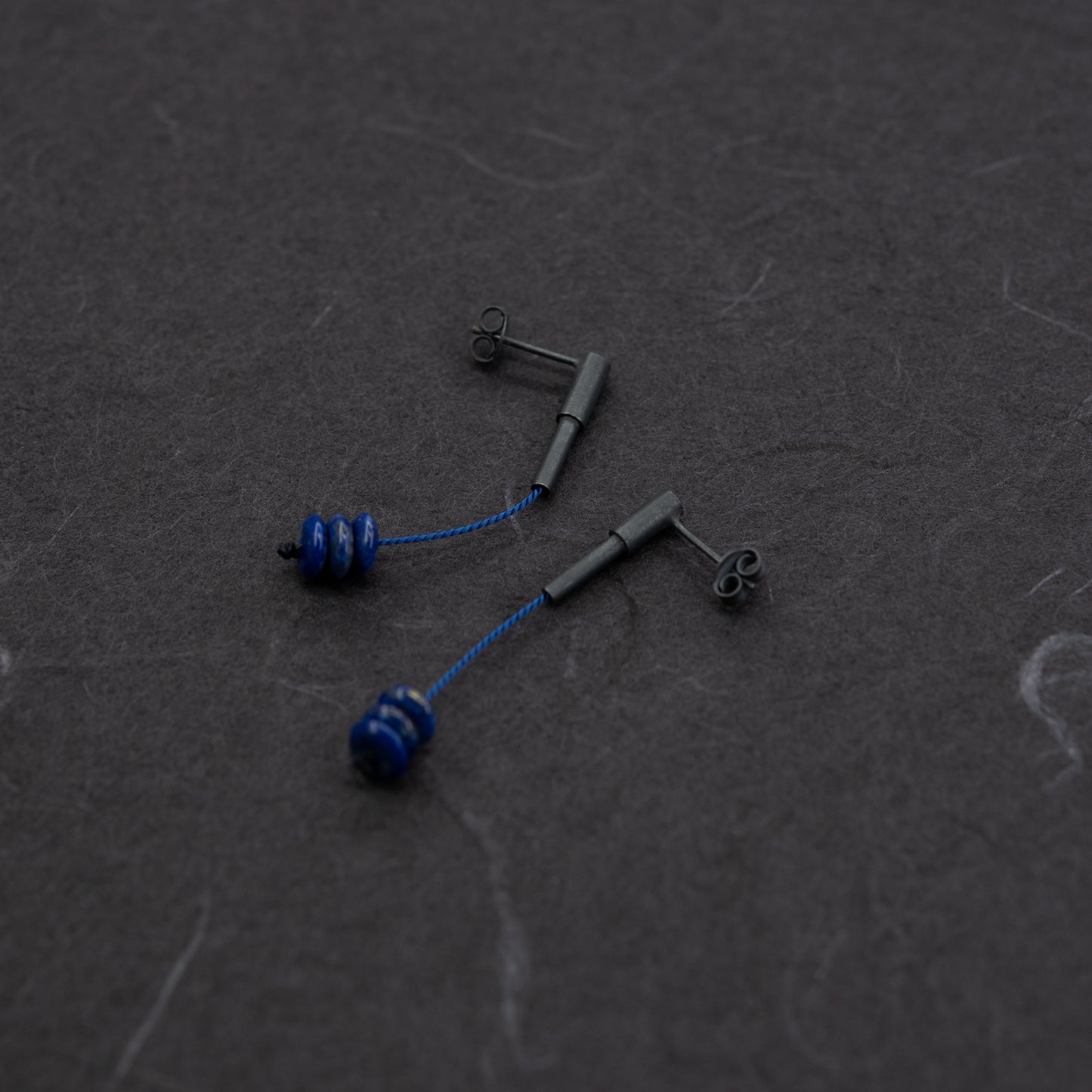 Lapis lazuli earrings in oxidized silver