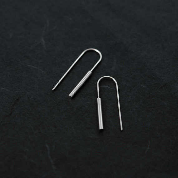 Cylindrical bar earrings N°3 AgJc  - 4