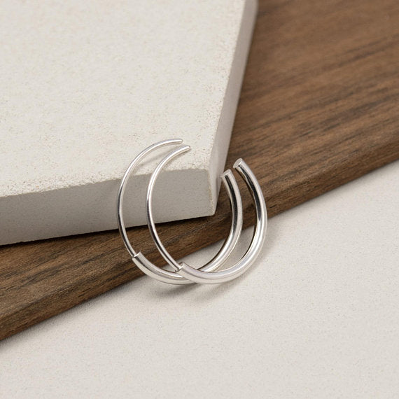 Silver hoop earrings medium – Les Cylindriques N11 AgJc - 3