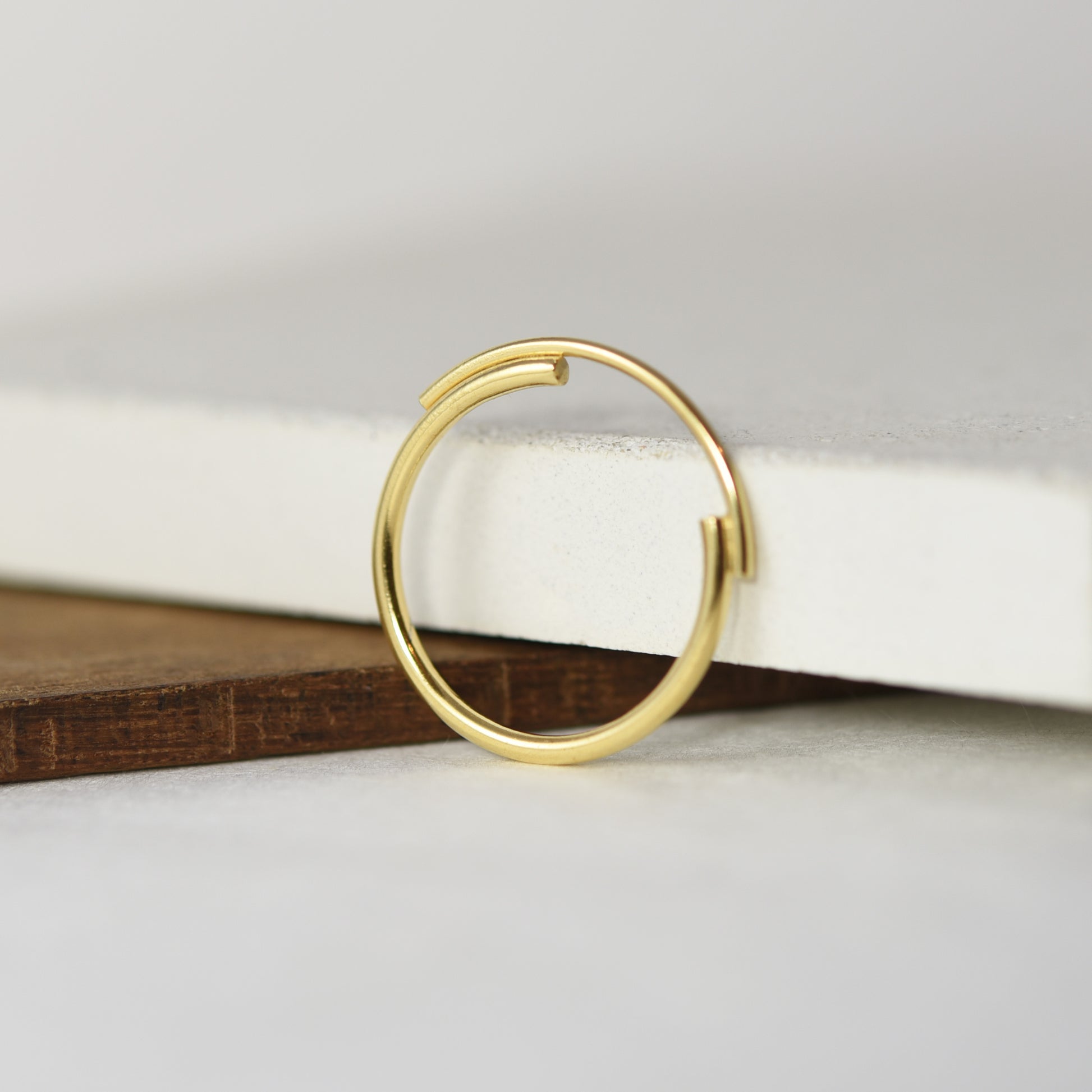 Thin gold plated silver Ring Featuring Interlocking Circle Arcs n°7 AgJc -4