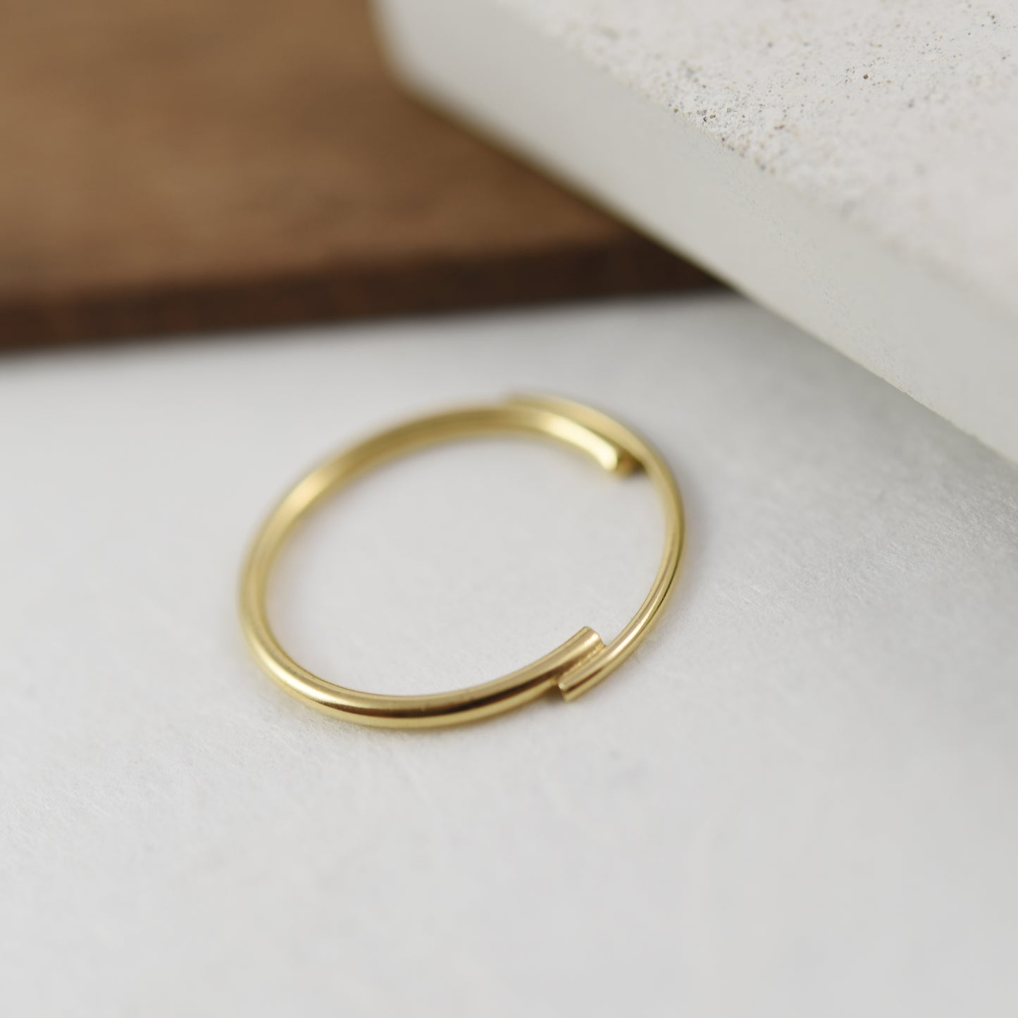 Thin gold plated silver Ring Featuring Interlocking Circle Arcs n°7 AgJc -7