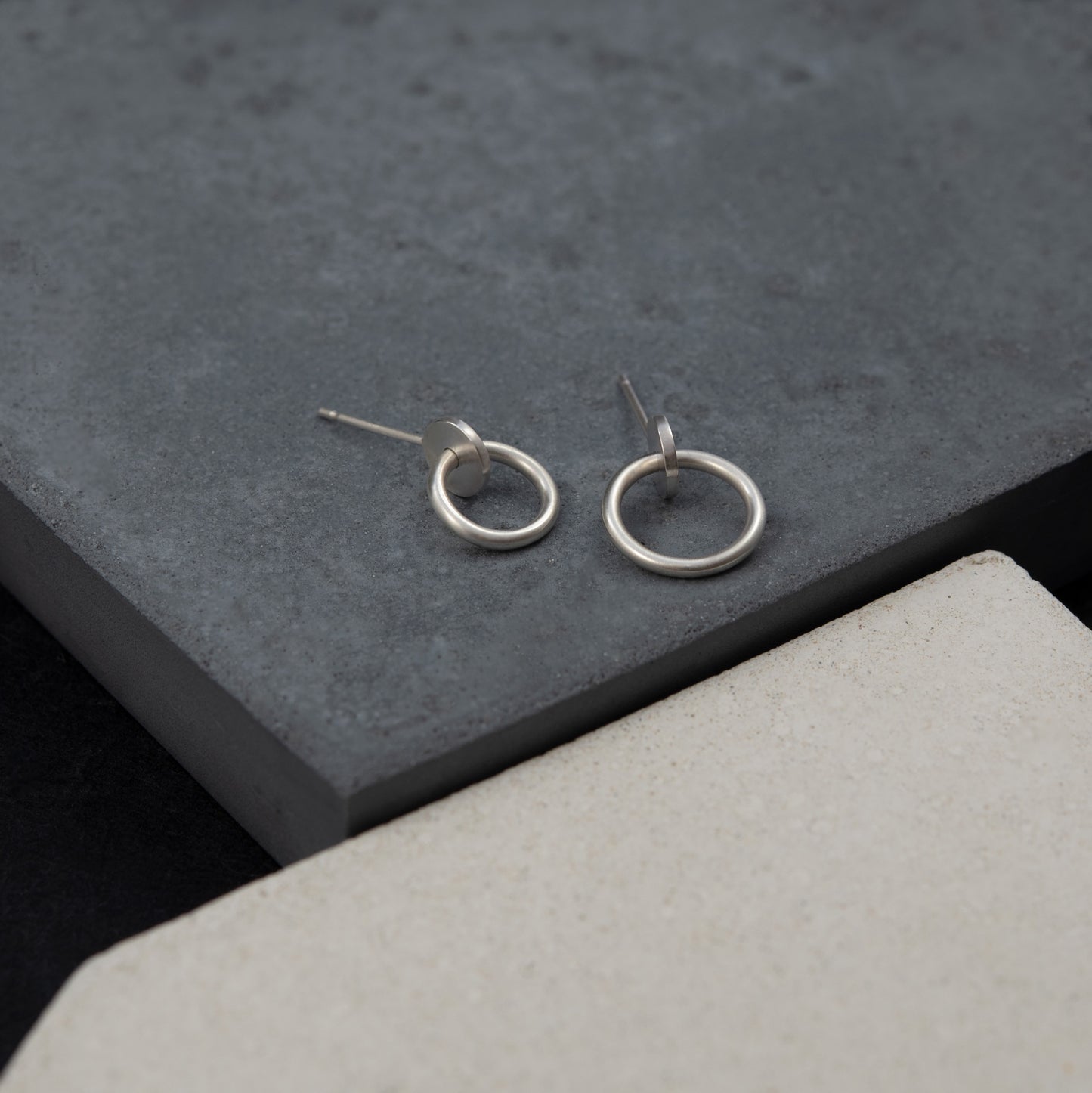 Interlocking dot and circle handmade earrings